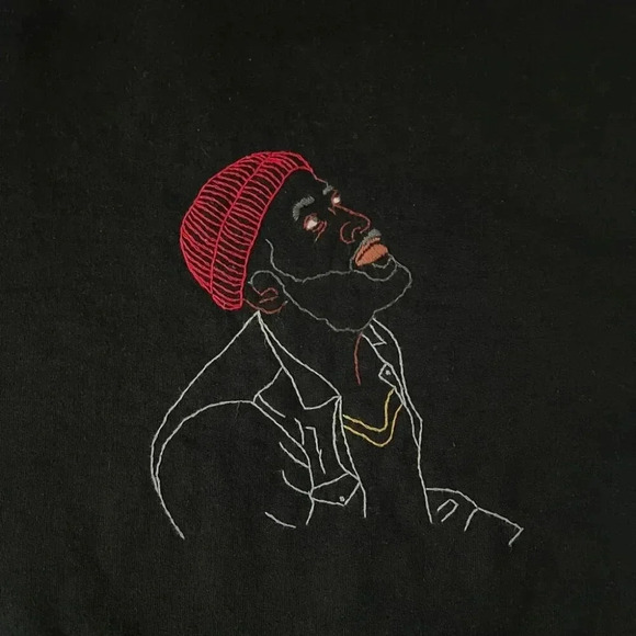For the Culture | Embroidered Marvin Gaye Crewneck Sweatshirt - Black / Sz S - Picture 4 of 6